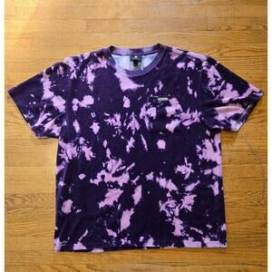 Teddy Fresh Men's XL Acid Wash Velour Short Sleeve T-Shirt w/ Pocket Purple/Pink